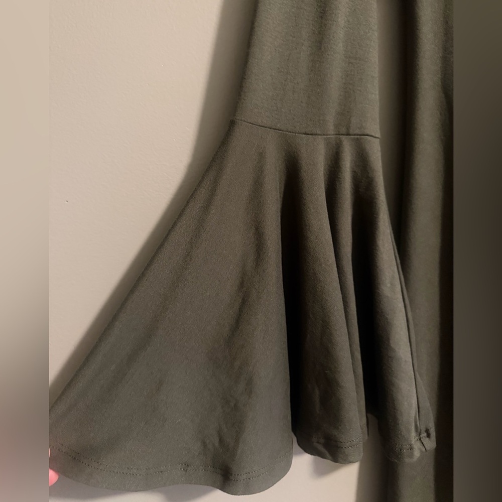 Altar'd State Green Karol Long Bell Sleeve Olive Boho Dress lattice back S - Picture 3 of 10